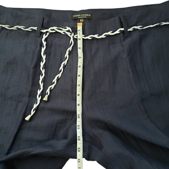 NWT Navy Blue Linen Blend Straight Leg Pants Lightweight Plus Size - Picture 9 of 9